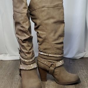 Not Rated faux suede knee high heel boots